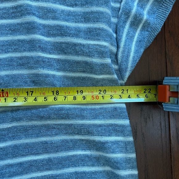 Ann Taylor Loft Women's Top XL Short Sleeve 100% Cotton Blue White Striped - Picture 6 of 10